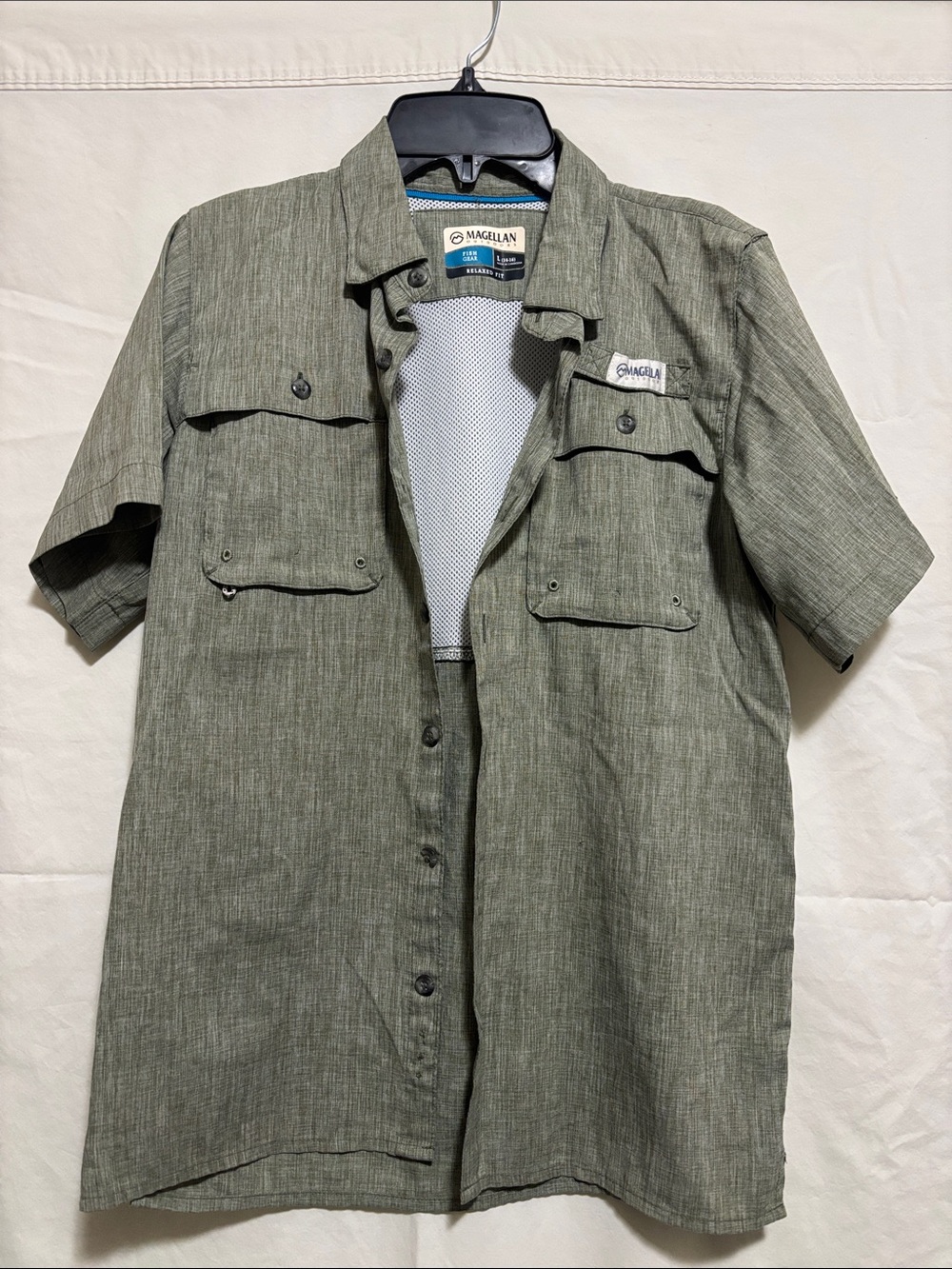 Magellan Outdoors Green Short Sleeve Fishing Shirt Youth Large 14-16